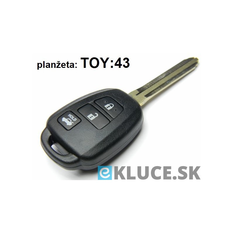 Toyota  3  tlačidlový kľúč +planžeta TOY43