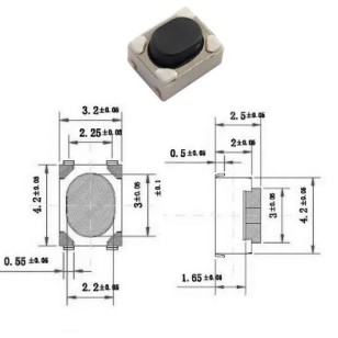 Mikrospínač SMD  3,2x4,2x2,5mm
