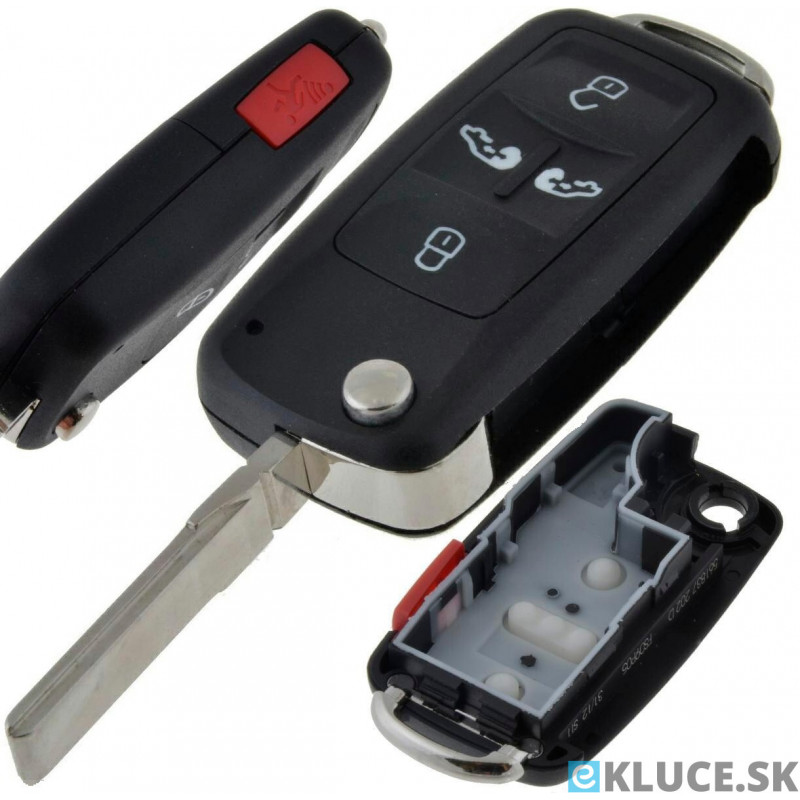 VOLKSWAGEN,SEAT, ŠKODA KĽÚČ 5 TLAČITKOVÝ