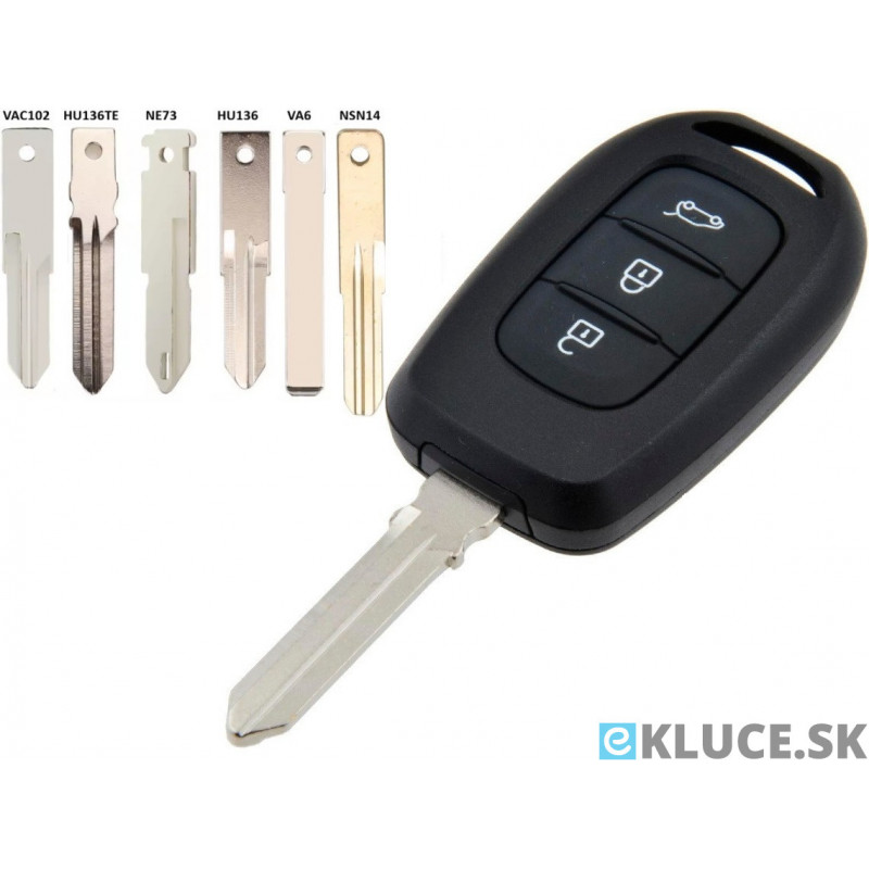 3 TL. kľúč 433Mhz Chip 4A (PCF7961M)